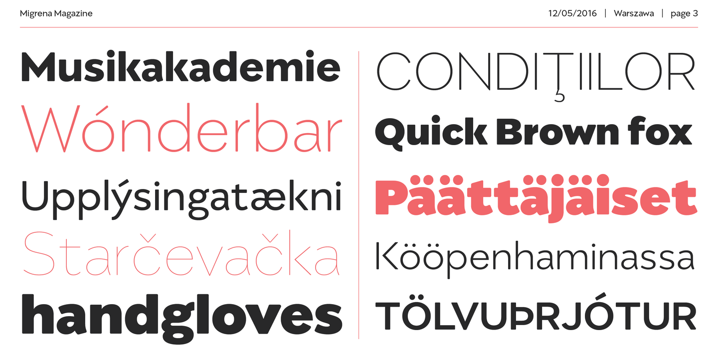 Przykład czcionki Migrena Grotesque Light italic